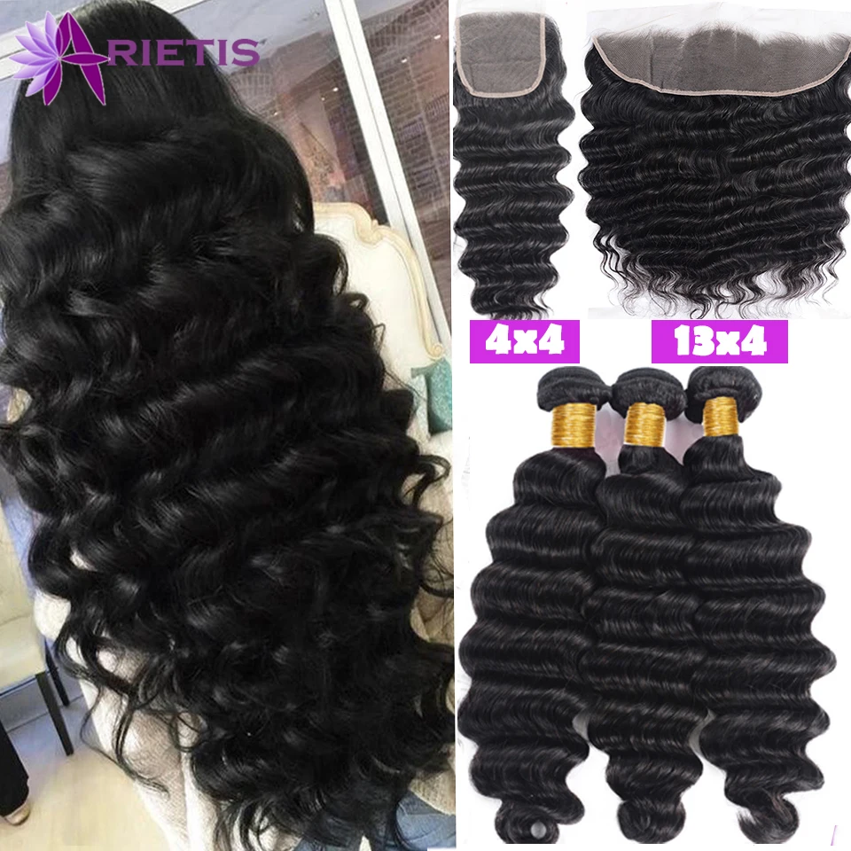 28 38 40 Inches Loose Deep Wave Bundles with Closure Peruvian Remy Hair 3/4 Bundles With Closure and Frontal Natural Black
28 38 40 Inches Loose Deep Wave Bundles with Closure Peruvian Remy Hair 3/4 Bundles With Closure and Frontal Natural Black
