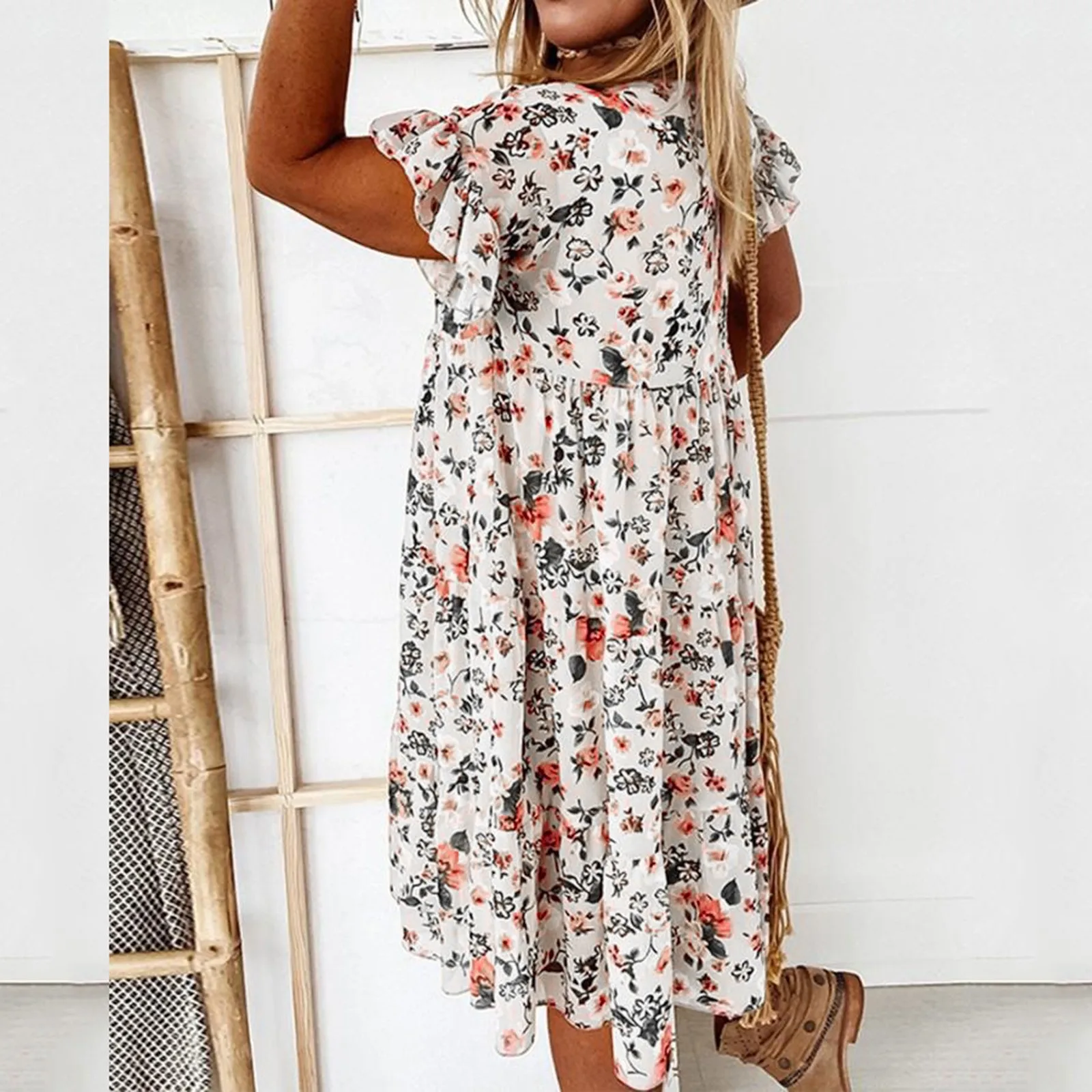 Fashion Women's Dress Summer Casual Flowers Print Short Sleeve O-Neck Midi Dress Ladies All-match Loose Dress
Fashion Women's Dress Summer Casual Flowers Print Short Sleeve O-Neck Midi Dress Ladies All-match Loose Dress