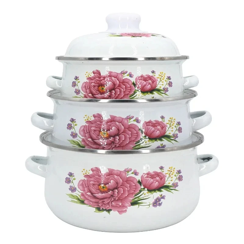 Enamel Pot Enamel Powder Rose Three-piece Enamel Soup Pot 1L2L3L Thickened Type Frying Pan 20cm Hot Pot Stew Pot Frying Pan
Enamel Pot Enamel Powder Rose Three-piece Enamel Soup Pot 1L2L3L Thickened Type Frying Pan 20cm Hot Pot Stew Pot Frying Pan