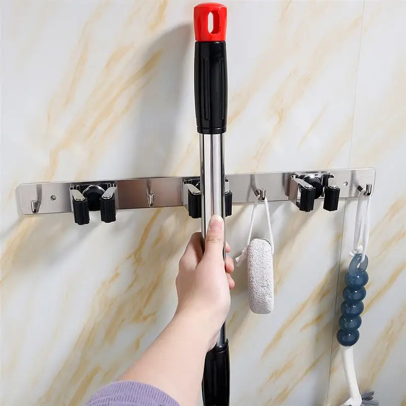 Stainless Steel Seamless Broom Holder Adjustable Wall Mounted Balcony Garage Mop Hanger Hotel Bathroom Storage Organizer
Stainless Steel Seamless Broom Holder Adjustable Wall Mounted Balcony Garage Mop Hanger Hotel Bathroom Storage Organizer
