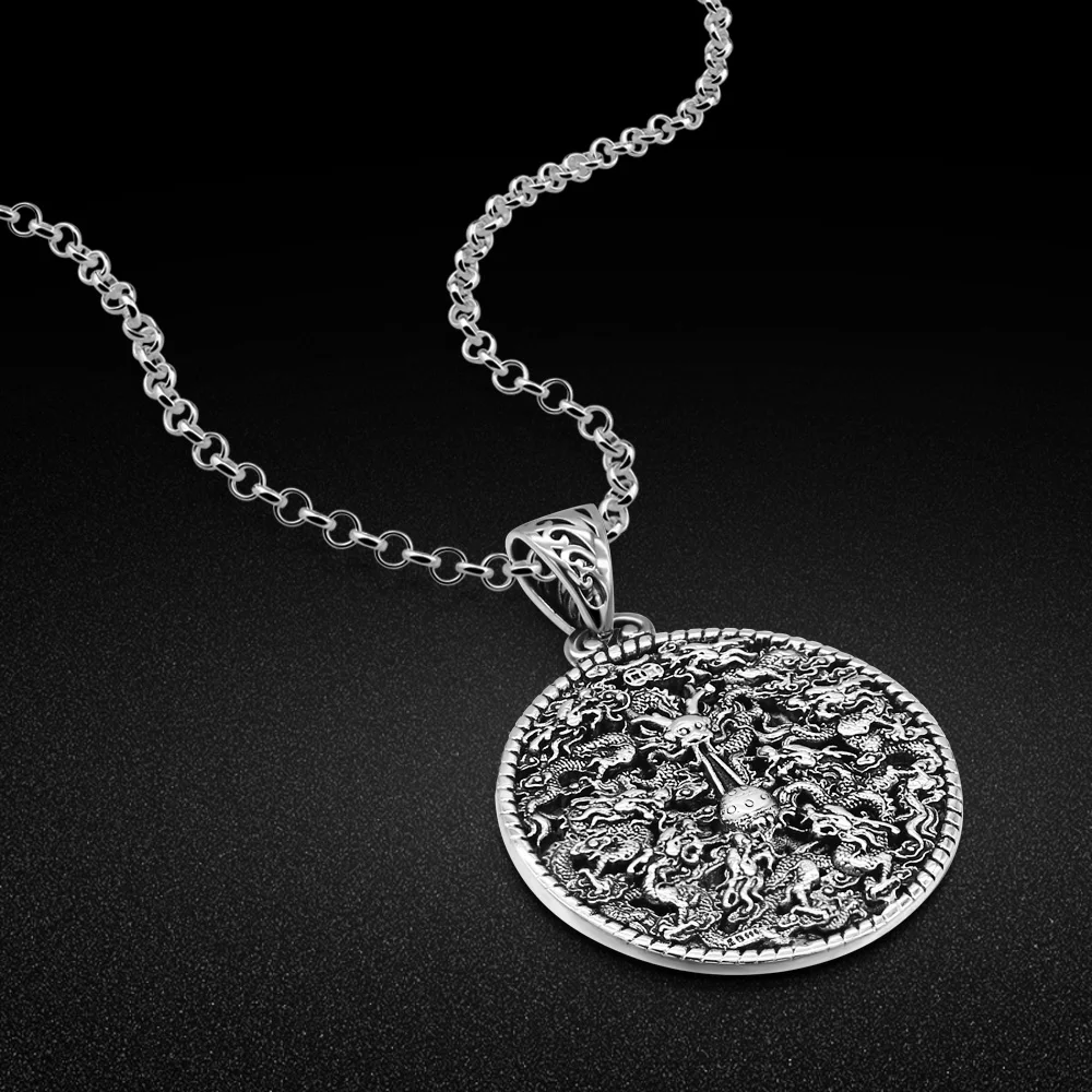 Vintage Men's Original 925 Silver Necklace Handmade Dragon Shape Round Necklace 100% Thai Silver Sterling Silver Chain 50-70CM
Vintage Men's Original 925 Silver Necklace Handmade Dragon Shape Round Necklace 100% Thai Silver Sterling Silver Chain 50-70CM