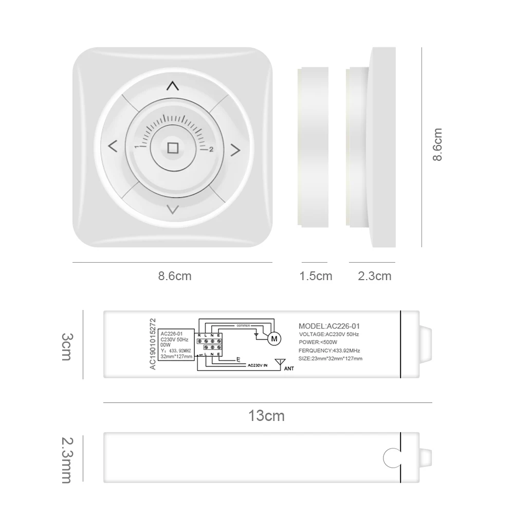 Universal 433 Mhz RF Remote Control Switch Mini Motor Receiver Channel 1/2/5 Transmitter Wall Switch For Automated Curtain
Universal 433 Mhz RF Remote Control Switch Mini Motor Receiver Channel 1/2/5 Transmitter Wall Switch For Automated Curtain