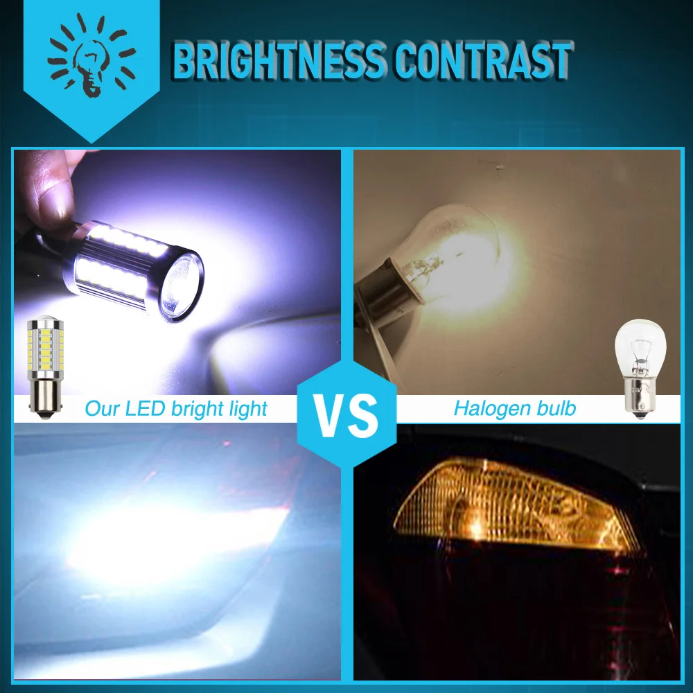 2X LED Canbus 1156 P21W BA15S 7443 W21W 33SMD светодиодный 3156 3157 7440 Лампа для фонасветильник заднего