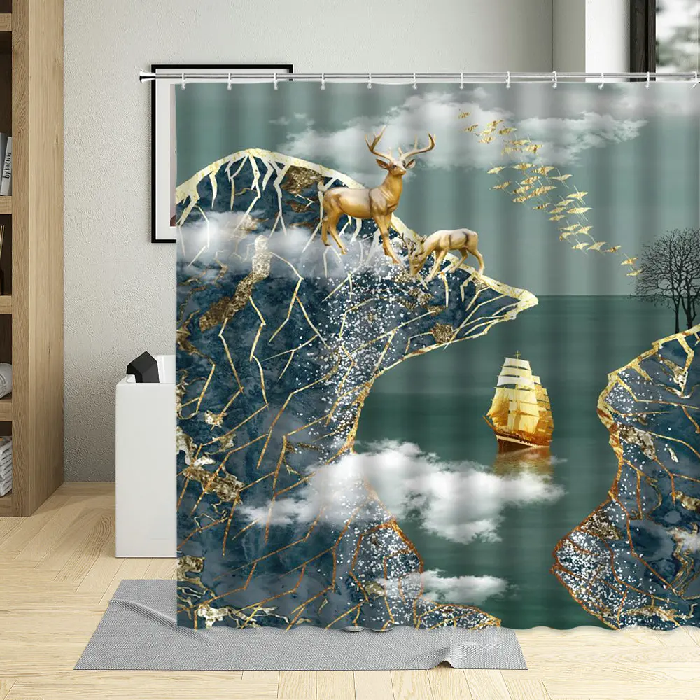 Golden Fawn Zen Stone Waterproof Bathroom Decor River Water Tree Deer Landscape Printing Shower Curtain With Hooks Curtains Set
Golden Fawn Zen Stone Waterproof Bathroom Decor River Water Tree Deer Landscape Printing Shower Curtain With Hooks Curtains Set