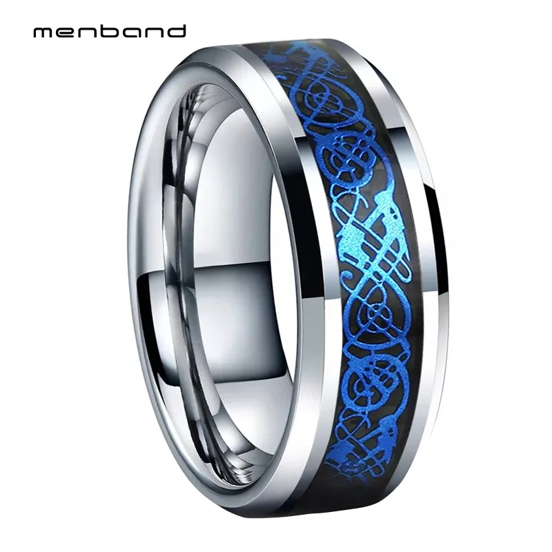 MenBand Men's 8mm Silver Carbon Fiber Blue Celtic Dragon Tungsten Carbide Ring Comfort Fit Size 5-15
MenBand Men's 8mm Silver Carbon Fiber Blue Celtic Dragon Tungsten Carbide Ring Comfort Fit Size 5-15