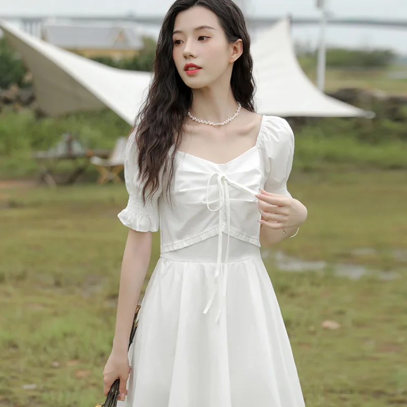 Temperament First Love Tea Break A-line Skirt Female Summer French Square Neck Puff Sleeve White Dress Sweet Literature
Temperament First Love Tea Break A-line Skirt Female Summer French Square Neck Puff Sleeve White Dress Sweet Literature