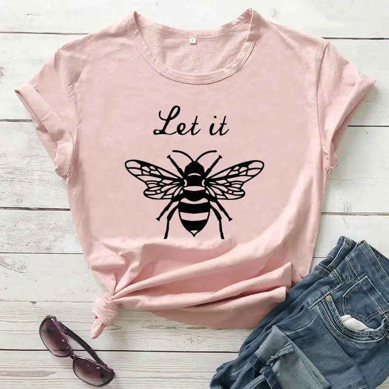 Женская футболка Let it bee shirt It Be funny с Пчелой рубашка для влюбленных подарок друга