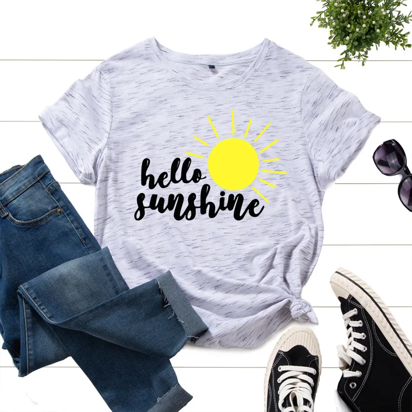 Cotton T-Shirts for Women Graphic Tees Printed Shirt Short Sleeve Summer Tops Casual Clothes Hello Sunshine Sun Beach Camp Trip
Cotton T-Shirts for Women Graphic Tees Printed Shirt Short Sleeve Summer Tops Casual Clothes Hello Sunshine Sun Beach Camp Trip