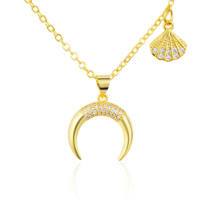 Rhinestone Inlay Moon and Shell Pandent Necklace Luxury Vintage Link Chain Choker Necklaces for Women Party Wedding Jewelry Gift
Rhinestone Inlay Moon and Shell Pandent Necklace Luxury Vintage Link Chain Choker Necklaces for Women Party Wedding Jewelry Gift