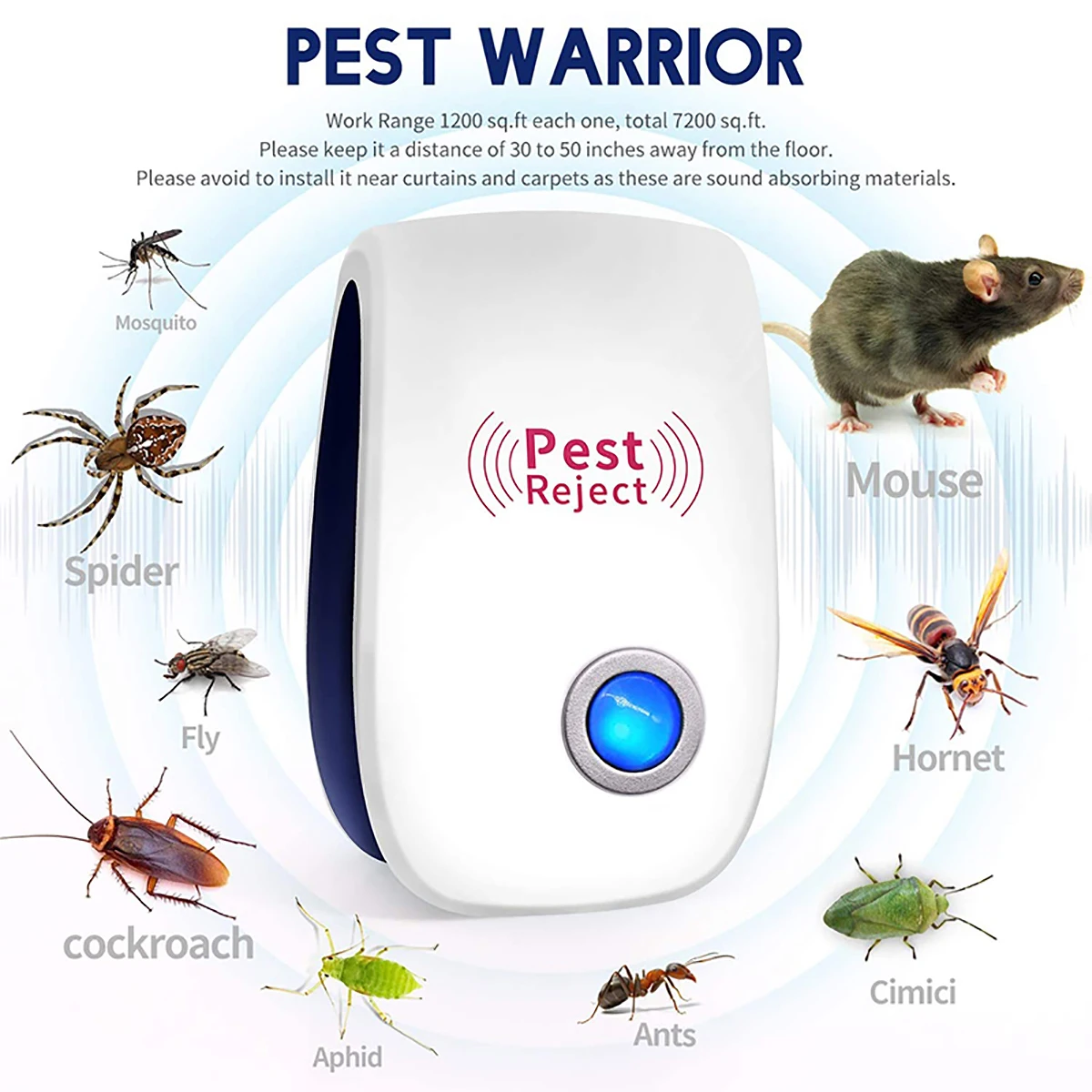 1/2 Pcs Ultrasonic Electronic Mosquito Repellent Equipment, Cockroach Repellent, Mouse Spider Repellent Pest Control Equipment 
1/2 Pcs Ultrasonic Electronic Mosquito Repellent Equipment, Cockroach Repellent, Mouse Spider Repellent Pest Control Equipment