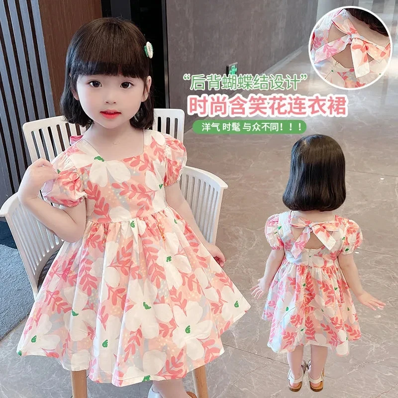 Girls princess dress cotton short sleeve dress summer new baby kids girls children bow fashion casual flowers dress P4 505
Girls princess dress cotton short sleeve dress summer new baby kids girls children bow fashion casual flowers dress P4 505