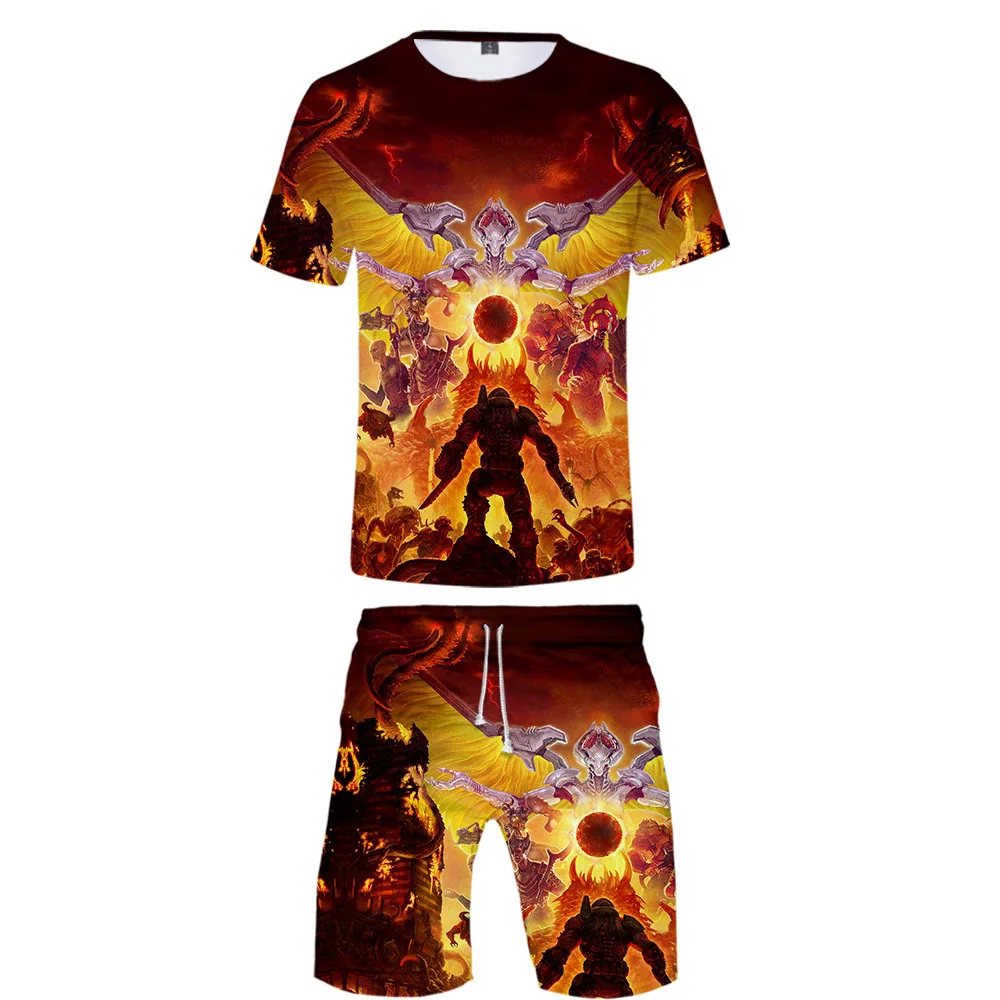 Summer 2PC Set Men Doom Eternal 3D Print Short Sleeve T Shirt + Beach Shorts Two Piece Suit Casual Sportswear Set Male Tracksuit
Summer 2PC Set Men Doom Eternal 3D Print Short Sleeve T Shirt + Beach Shorts Two Piece Suit Casual Sportswear Set Male Tracksuit