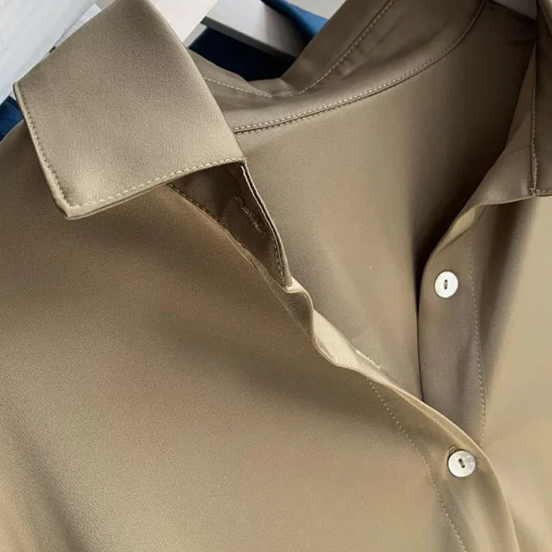 Spring Autumn New Women Fashion Long Sleeves Satin Blouse Vintage Female Oversized Shirts Elegant Imitation Silk Blouse
Spring Autumn New Women Fashion Long Sleeves Satin Blouse Vintage Female Oversized Shirts Elegant Imitation Silk Blouse