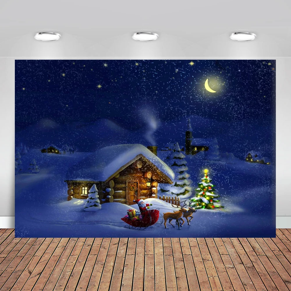 Winter Snow House Christmas Tree Reindeer Santa Claus Photography Backdrops Background Photography Backdrops for Photo Studio
Winter Snow House Christmas Tree Reindeer Santa Claus Photography Backdrops Background Photography Backdrops for Photo Studio