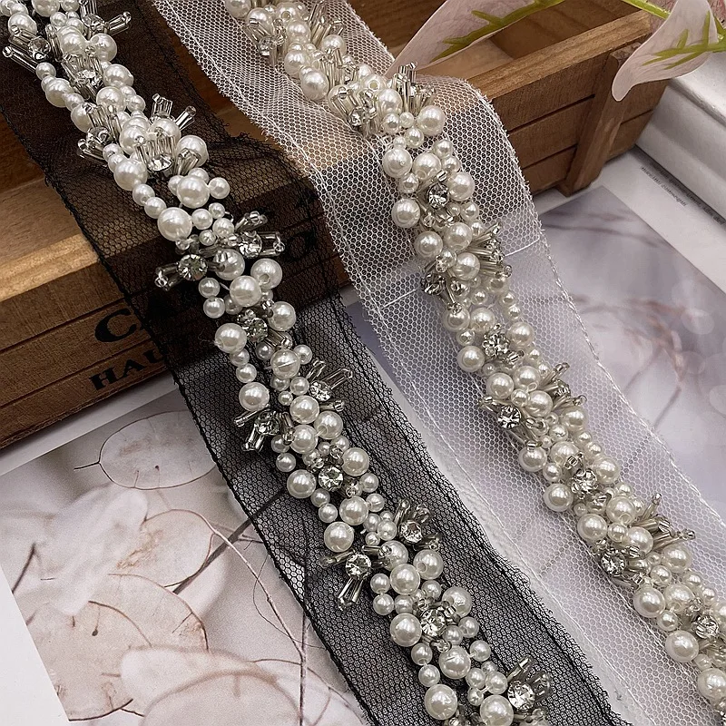 170cm White Pearl Beaded Lace Trim Mesh Lace Ribbon Fabric Clothes Decoration Wedding Dress Collar Sleeve African Lace Applique
170cm White Pearl Beaded Lace Trim Mesh Lace Ribbon Fabric Clothes Decoration Wedding Dress Collar Sleeve African Lace Applique