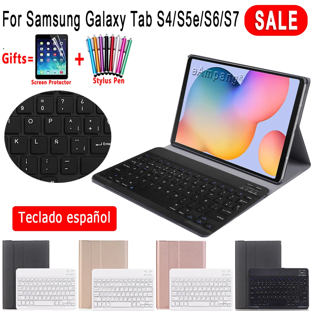 

Spanish Keyboard Case For Samsung Galaxy Tab S6 Lite 10.4 S6 S4 S5E S7 11 10.5 SM P610 P615 T860 T865 T830 T835 T720 T725 Cover