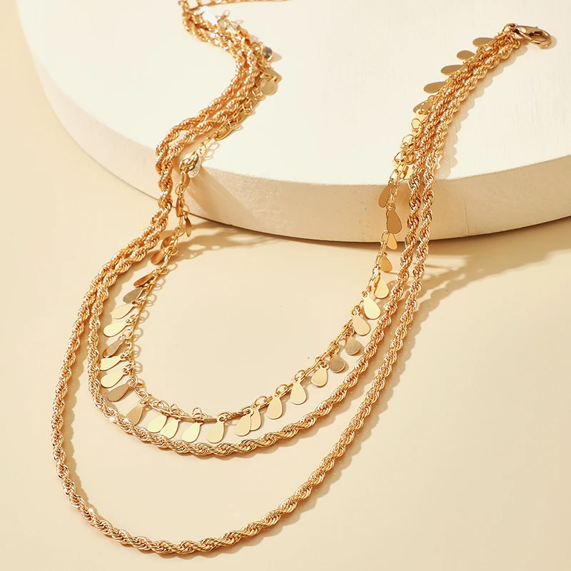 New Punk Leaf Tassel Chain Choker Necklace 2021 Trendy Multilayer Gold Alloy Metal for Women Bohemain Jewelry Gift dropshopping | Украшения