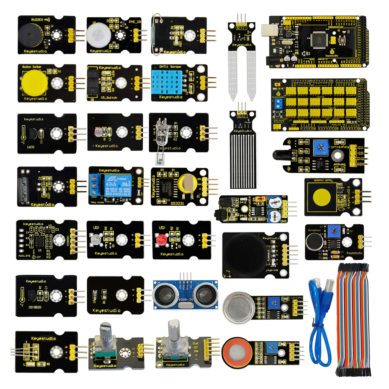 

Keyestudio 30 в 1 сенсорный стартовый комплект, электронный набор «сделай сам» для Arduino 30 проектов с подарочной коробкой с MEGA R3 для Arduino Starter