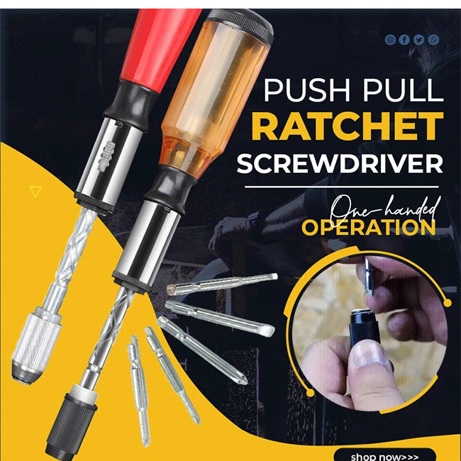 Sueea® Push Pull Ratchet Screwdriver Set 6 in 1 Screwdriver Bit Set Sleeve Driver Bit-Holder Ratchet Socket Screw Driver Kit
Sueea® Push Pull Ratchet Screwdriver Set 6 in 1 Screwdriver Bit Set Sleeve Driver Bit-Holder Ratchet Socket Screw Driver Kit