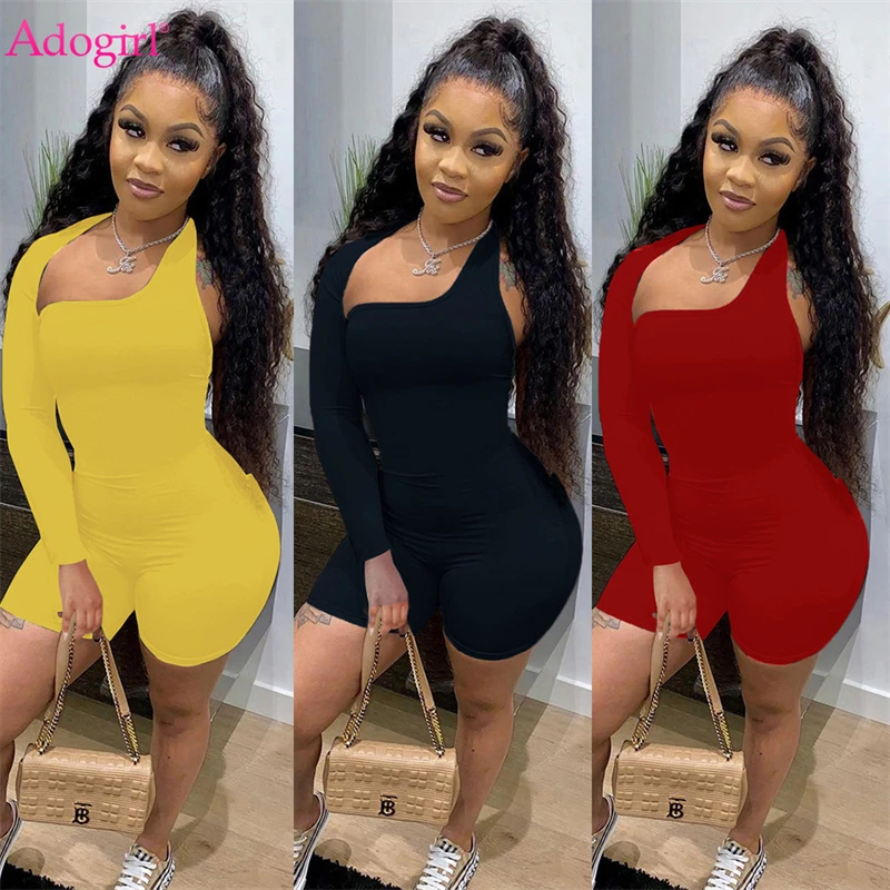 Adogirl Women Solid One Shoulder Long Sleeve Playsuit Casual Sexy Shorts Jumpsuit Women Fitness Tracksuit Romper Onesies
Adogirl Women Solid One Shoulder Long Sleeve Playsuit Casual Sexy Shorts Jumpsuit Women Fitness Tracksuit Romper Onesies