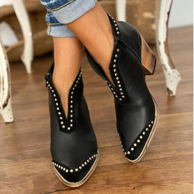 Ladies Short Boots Pointed Toe Faux Leather Vintage Western Boots Chunky Heel Patchwork Zipper Shoes 2021 Women Autumn Shoes
Ladies Short Boots Pointed Toe Faux Leather Vintage Western Boots Chunky Heel Patchwork Zipper Shoes 2021 Women Autumn Shoes