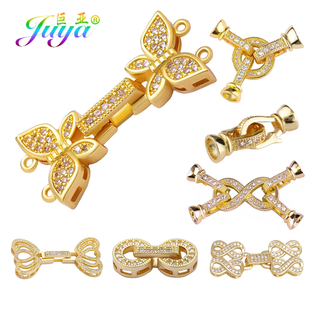 Juya DIY Women Beadwork Jewelry Making Fastener Pearls Clasps Supplies Micro Pave Zircon Decorative Metal Closure | Украшения и