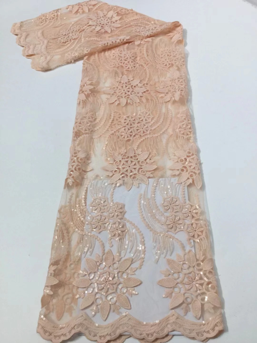 2021 Latest African Lace Fabric High Quality French Net Embroidery Peach Sequins Tulle Lace Fabric For Nigerian Party Dress
2021 Latest African Lace Fabric High Quality French Net Embroidery Peach Sequins Tulle Lace Fabric For Nigerian Party Dress