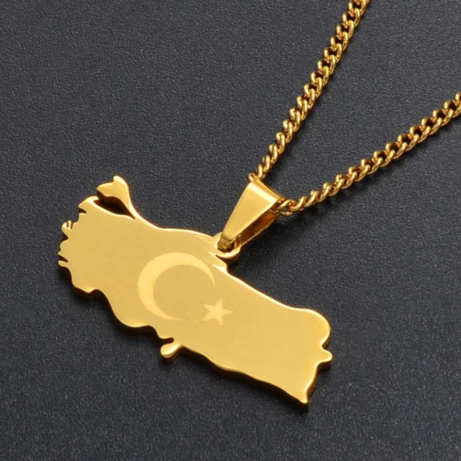 Anniyo Turkey Map Flag Gold Color / Silver Color Pendant Necklace for Women Men Turks Jewelry Patriotic Gifts #012021
Anniyo Turkey Map Flag Gold Color / Silver Color Pendant Necklace for Women Men Turks Jewelry Patriotic Gifts #012021
