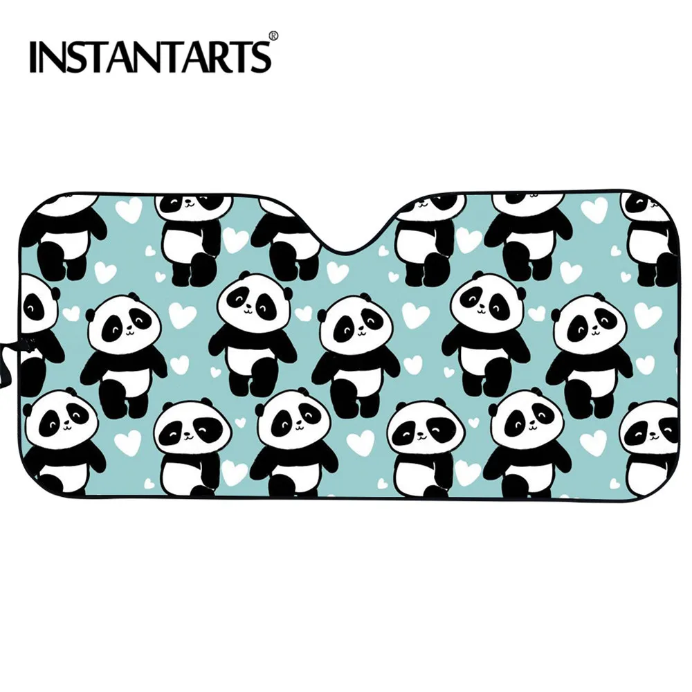 

INSTANTARTS Cute Panda Designs Car Sun Shade Windshield Fold-up Sunshade for Windshields Women Girly Accessories Covers