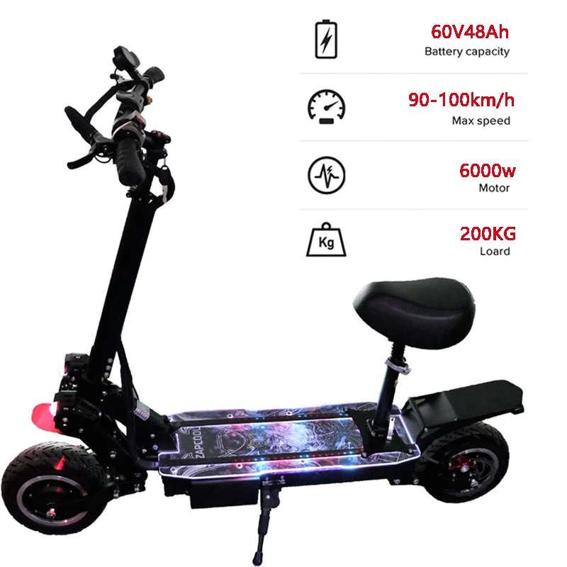 ZAPCOOL T108 11 взрослый складной внедорожный электрический скутер 5600W 72 144 км дюймов