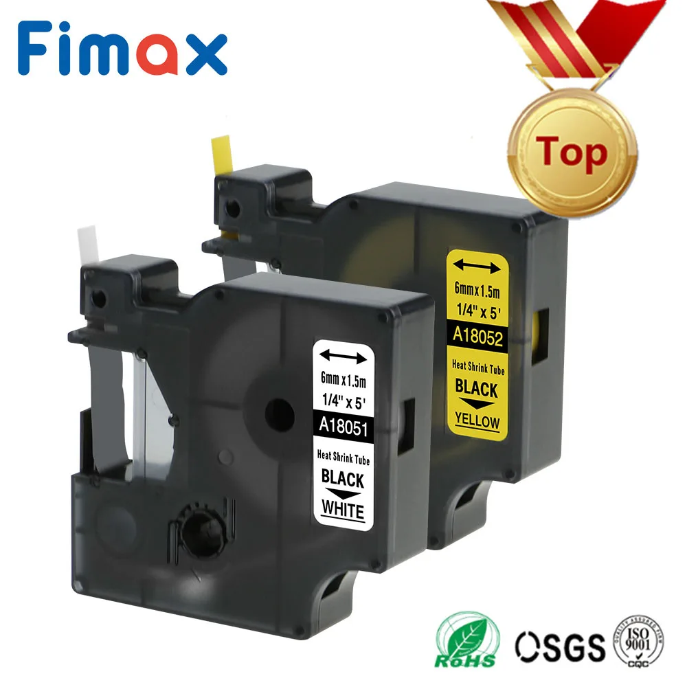 Fimax 2 шт. совместимый с Dymo промышленная термоусадочная трубка 18051 18052 18053 18054 18055 18056