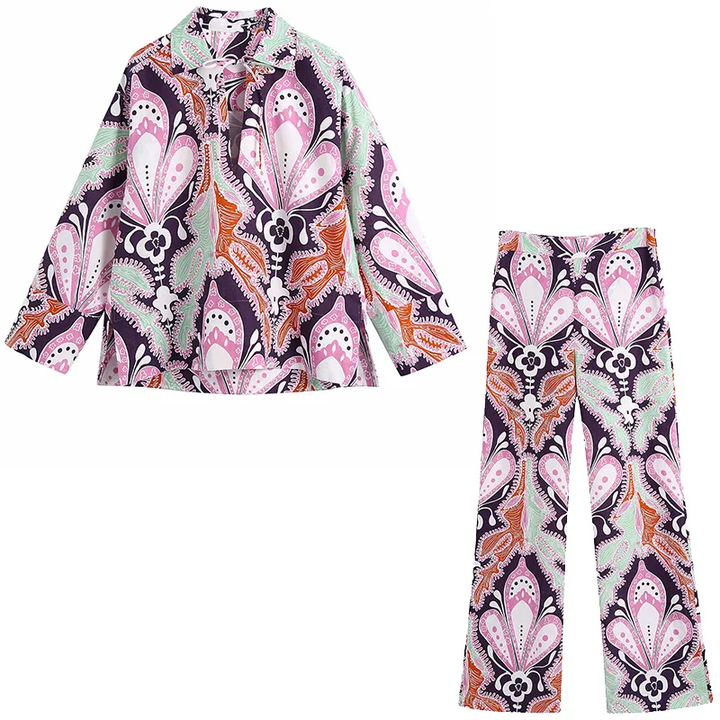 2021 New Women 2 Pieces Printed Set Long Sleeve Blouse Long Loose Trousers Pajamas Suit Fashion Casual Women Clothes
2021 New Women 2 Pieces Printed Set Long Sleeve Blouse Long Loose Trousers Pajamas Suit Fashion Casual Women Clothes