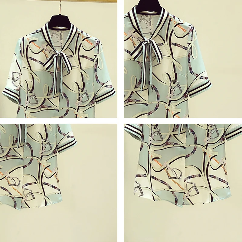 Fashion temperament lace up shirt women's bow Chiffon short sleeve top 2021 summer new design
Fashion temperament lace up shirt women's bow Chiffon short sleeve top 2021 summer new design