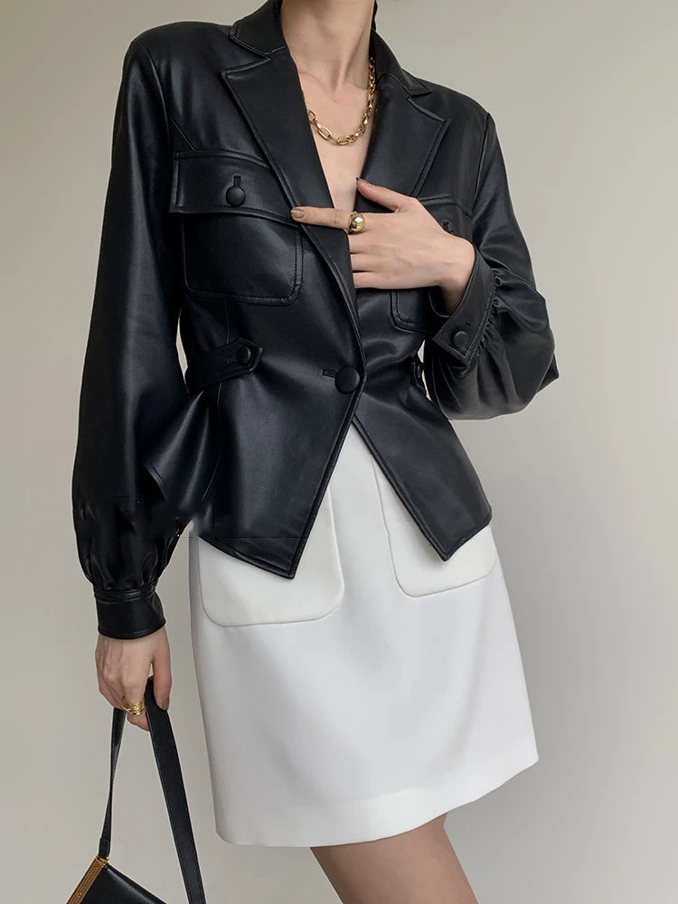 KBAT Fashion 2022 Y2k Short Solid Gecko Biker Leather Jacket Office Lady Long Sleeve Button Faux Leather Outerwear For Women
KBAT Fashion 2022 Y2k Short Solid Gecko Biker Leather Jacket Office Lady Long Sleeve Button Faux Leather Outerwear For Women