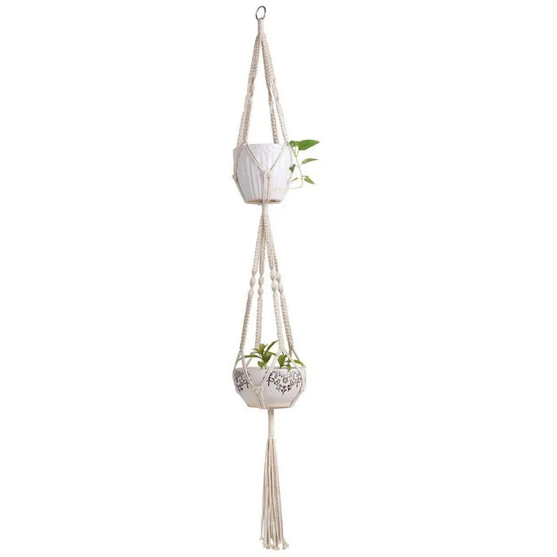 BESTMacrame двойная растительная вешалка для дома и улицы 2 яруса подвесной Плантатор