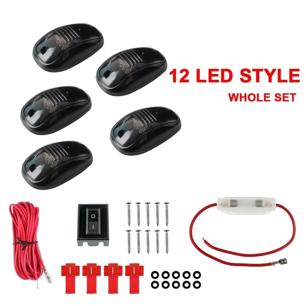 5Pcs LED Roof Marker Lights Smoked Cab Roof Marker 12-LED Roof Top Truck SUV Running Driving Light Set White/Amber Replacement
5Pcs LED Roof Marker Lights Smoked Cab Roof Marker 12-LED Roof Top Truck SUV Running Driving Light Set White/Amber Replacement