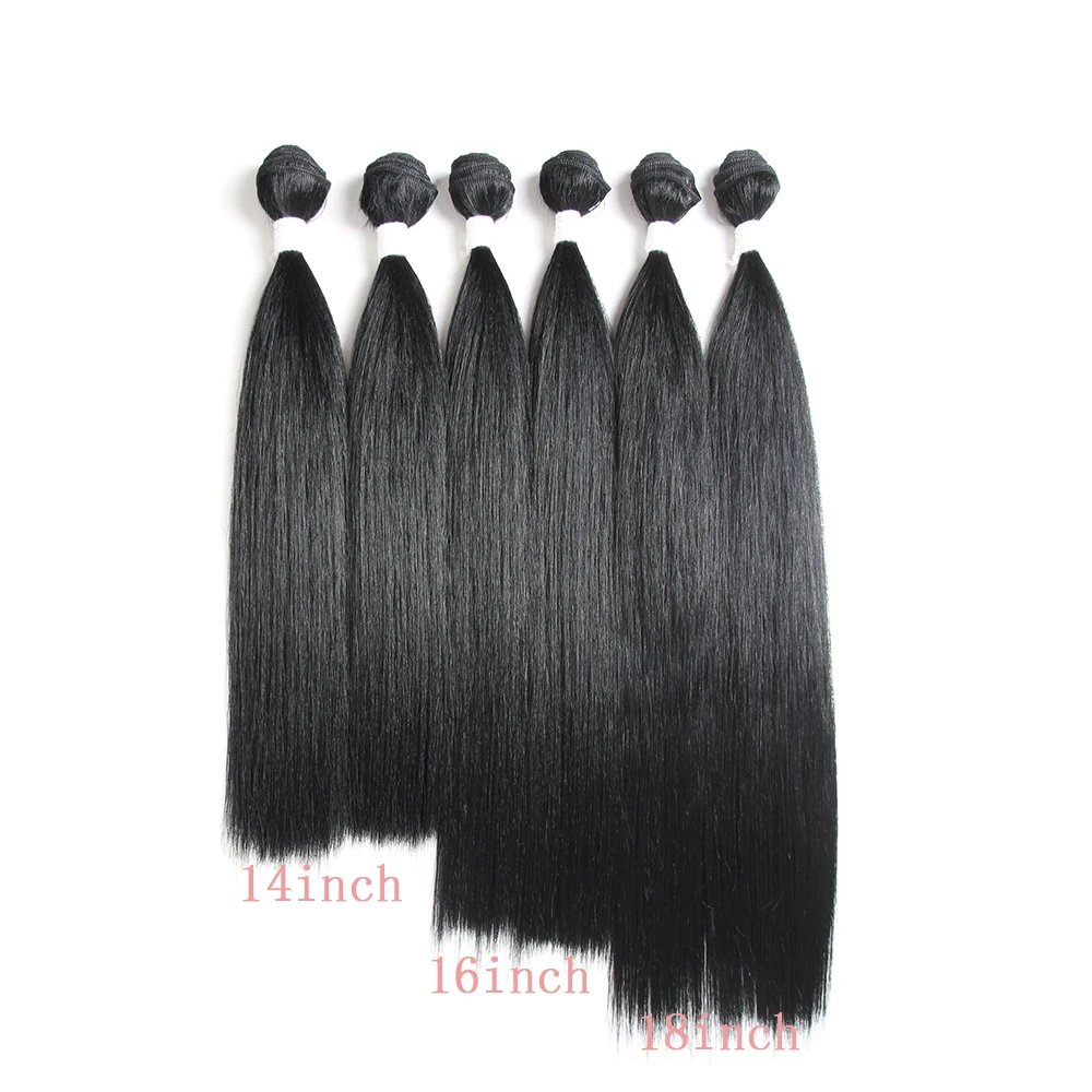 Синтетические накладные волосы SOKU пряди из натурального черного волокна 14 18