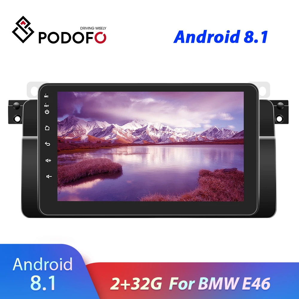 Мультимедийный плеер Podofo 2 Din Android 8 1 GPS-навигация дюймов Авторадио GPS Wi-Fi Bluetooth для