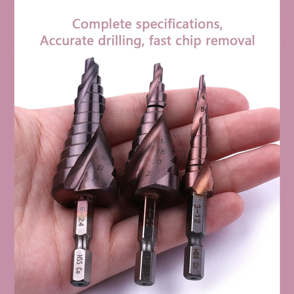 3PCS M35 Cobalt Step Drill Bit 3-12 4-22 6-24 HSS-CO Cone Metal Drill Bit Tool Three-piece Spiral Groove Triangular Shank
3PCS M35 Cobalt Step Drill Bit 3-12 4-22 6-24 HSS-CO Cone Metal Drill Bit Tool Three-piece Spiral Groove Triangular Shank