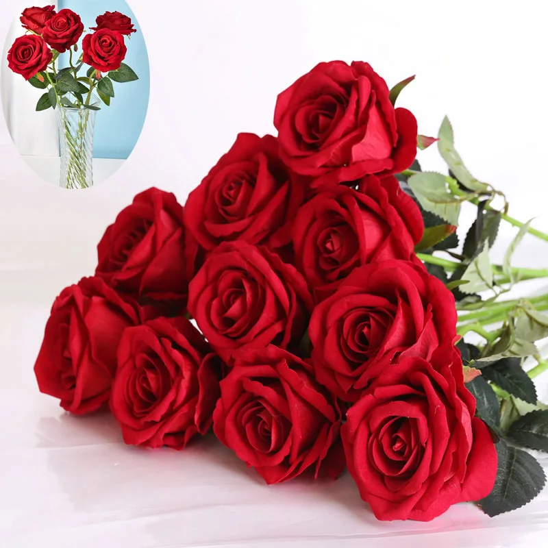10pcs Artificial Red Rose Flowers Living Room Home Decoration Accessories Thanksgiving Wedding Died Bouquet Silk Flowers Bouquet
10pcs Artificial Red Rose Flowers Living Room Home Decoration Accessories Thanksgiving Wedding Died Bouquet Silk Flowers Bouquet