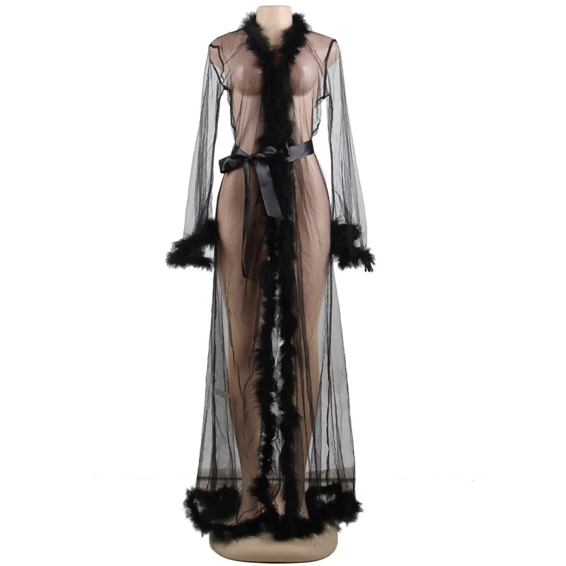 Sexy Lace Long Lingerie Robe Nightgown Bathrobe Sleepwear Feather Bridal Robe See-Through
Sexy Lace Long Lingerie Robe Nightgown Bathrobe Sleepwear Feather Bridal Robe See-Through
