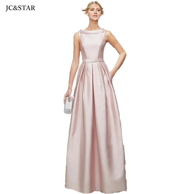 elegant dress women for wedding party new satin O neck A Line pink satin bridesmaid dress long simple vestido dama de honor
elegant dress women for wedding party new satin O neck A Line pink satin bridesmaid dress long simple vestido dama de honor
