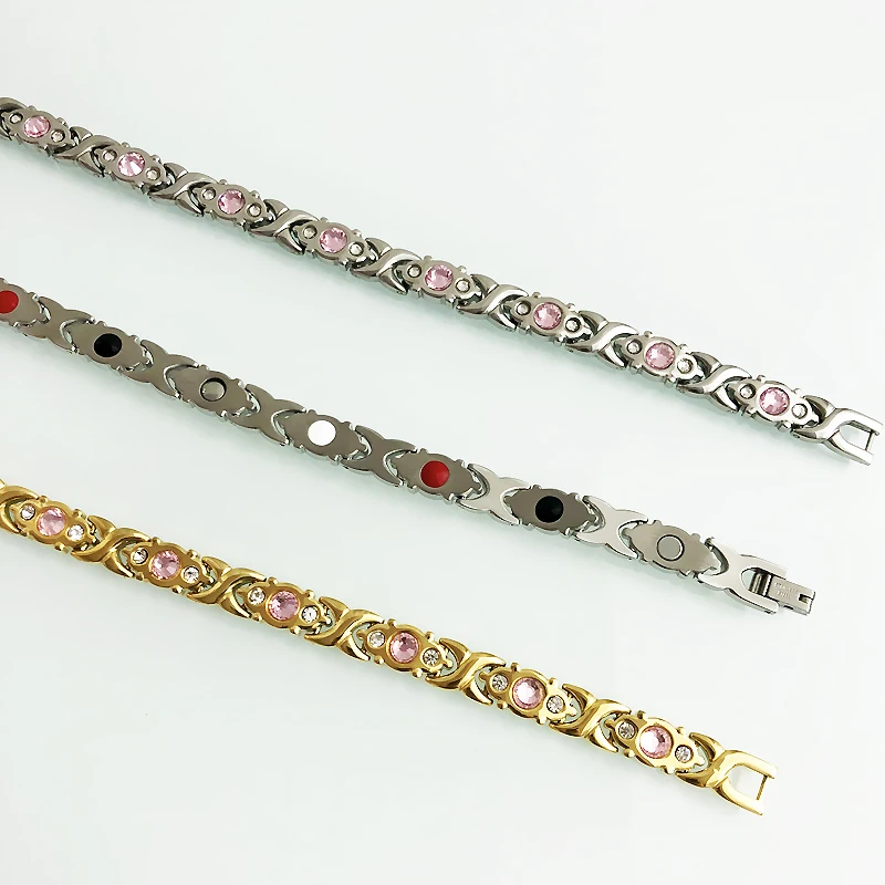 Women's Luxury Gold Color Stainless Steel Bracelet Germanium Health Care Bio Magnetic Wristband Female Crystals Inlaid Jewelry
Women's Luxury Gold Color Stainless Steel Bracelet Germanium Health Care Bio Magnetic Wristband Female Crystals Inlaid Jewelry
