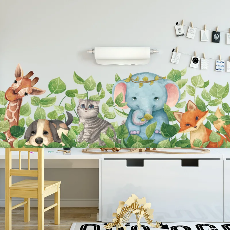 

Cute Cartoon Cat Fox Elephant Cute Animal wall Sticker for Kids Rooms Wall Decoration Nursery Kindergarten Baby Room Home Decor