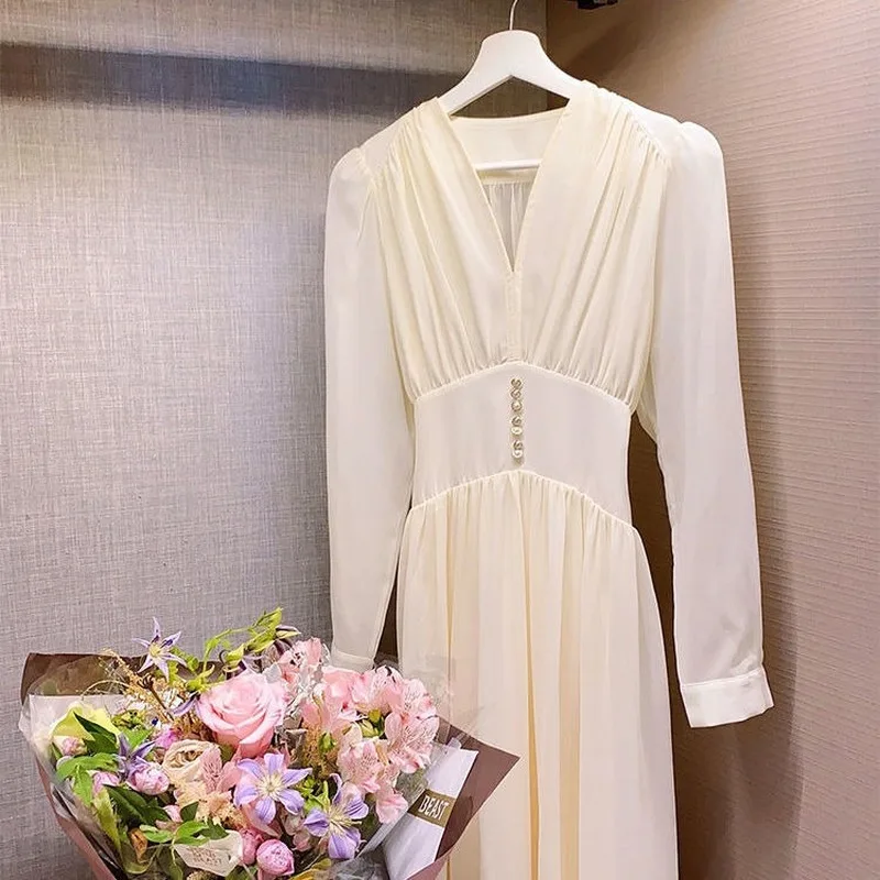 Solid Elegant Party Dress Women Designer Chiffon Midi Dress Office Lady Long Sleeve Korean Style Women's Clothing Autumn 2020
Solid Elegant Party Dress Women Designer Chiffon Midi Dress Office Lady Long Sleeve Korean Style Women's Clothing Autumn 2020
