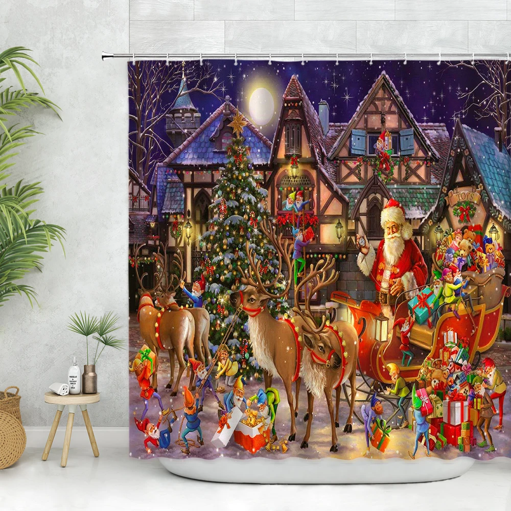 Christmas Shower Curtains Santa Bathroom curtain House Elk Elves Gifts Sleigh Anti-slip Bath Mats Door Entrance Mat Aisle Carpet
Christmas Shower Curtains Santa Bathroom curtain House Elk Elves Gifts Sleigh Anti-slip Bath Mats Door Entrance Mat Aisle Carpet