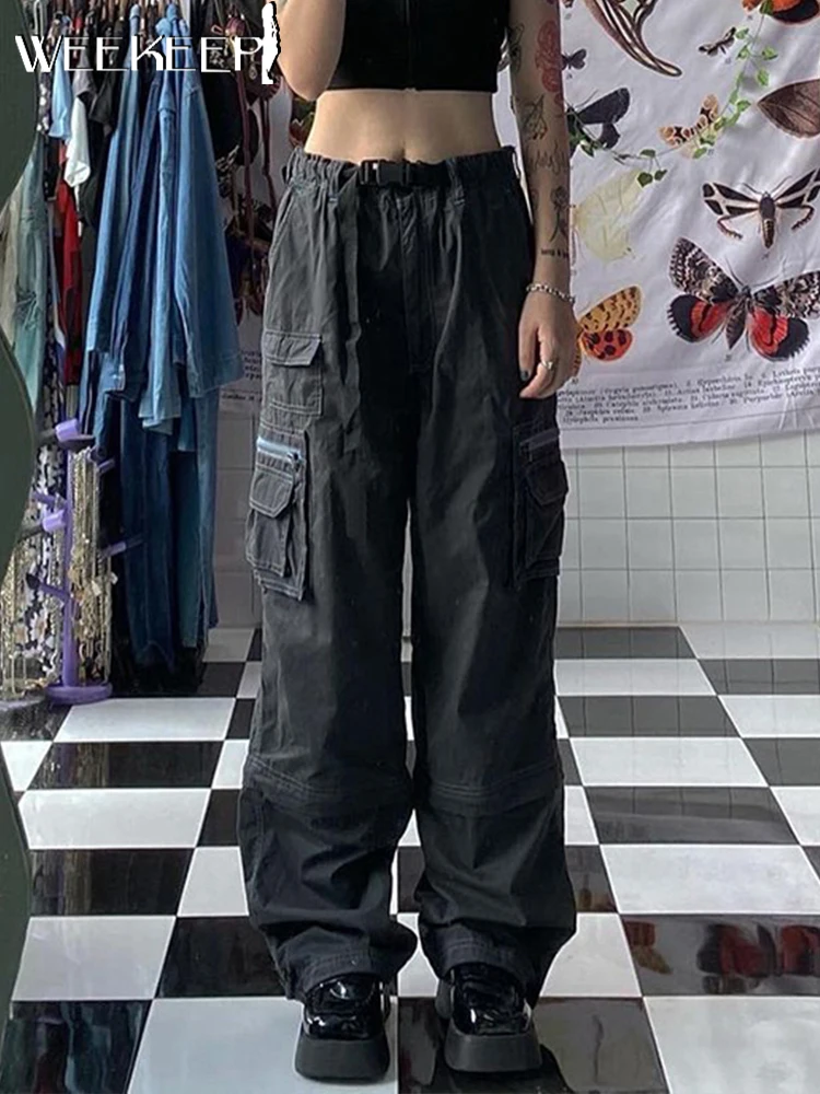 Weekeep Vintage Pocket Women Jeans Y2k Grunge High Waist Adjustable Buckle Streetwear Baggy Straight Denim Cargo Pants Mujer 90s
Weekeep Vintage Pocket Women Jeans Y2k Grunge High Waist Adjustable Buckle Streetwear Baggy Straight Denim Cargo Pants Mujer 90s