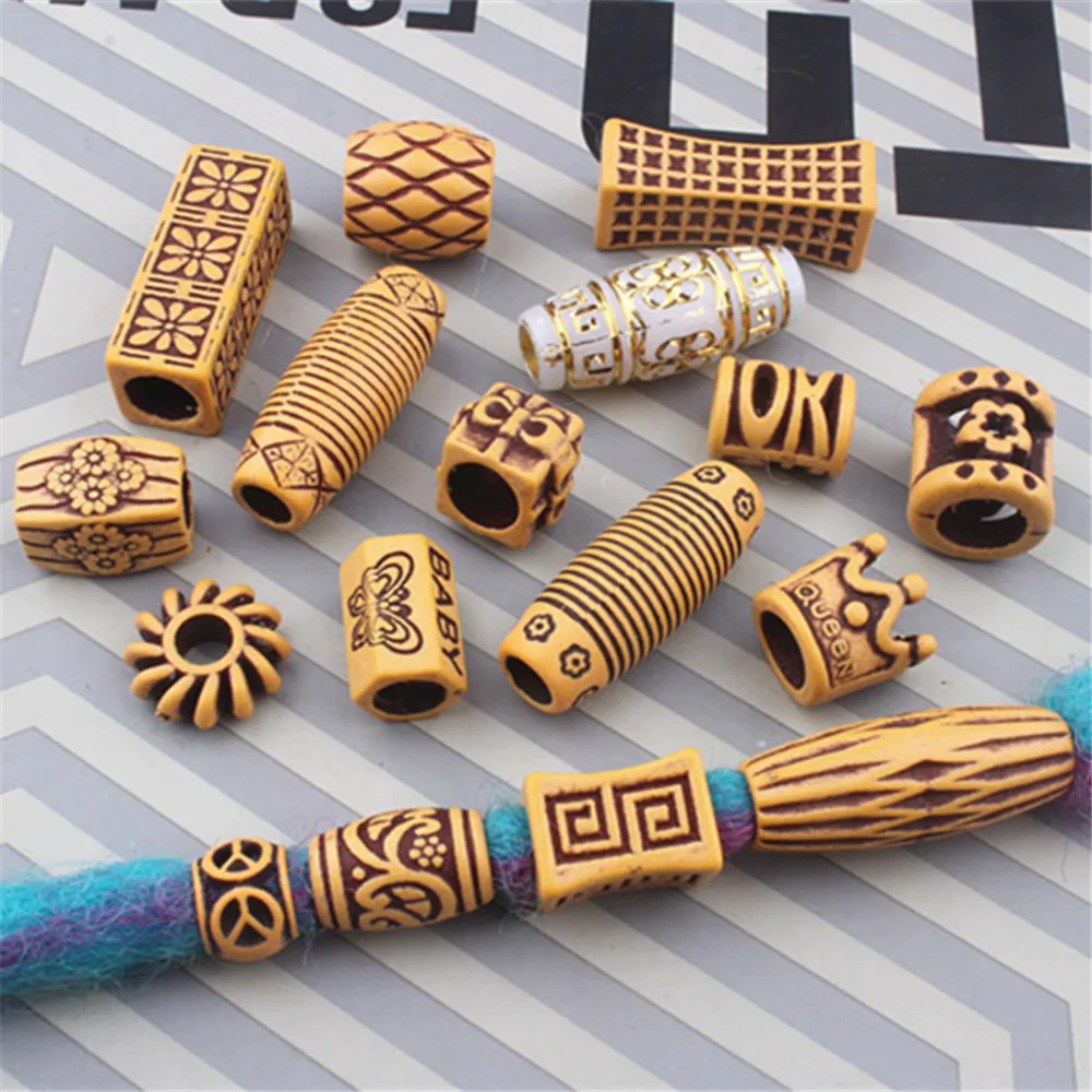 10Pcs Fashion DIY Hair Jewelry Braid Rings Decoration Pendants Dreadlocks Beads Cuffs Imitation Wood Plastic Beading Accessories
10Pcs Fashion DIY Hair Jewelry Braid Rings Decoration Pendants Dreadlocks Beads Cuffs Imitation Wood Plastic Beading Accessories
