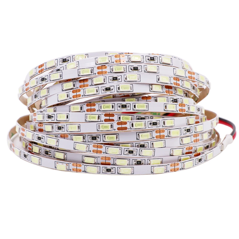 

5m 5730 Led Strip Light 12V 60Led/m 300 Pixel 5630 Led Tape Flexible Strip White/ Warm White PCB 5mm Width Non-waterproof