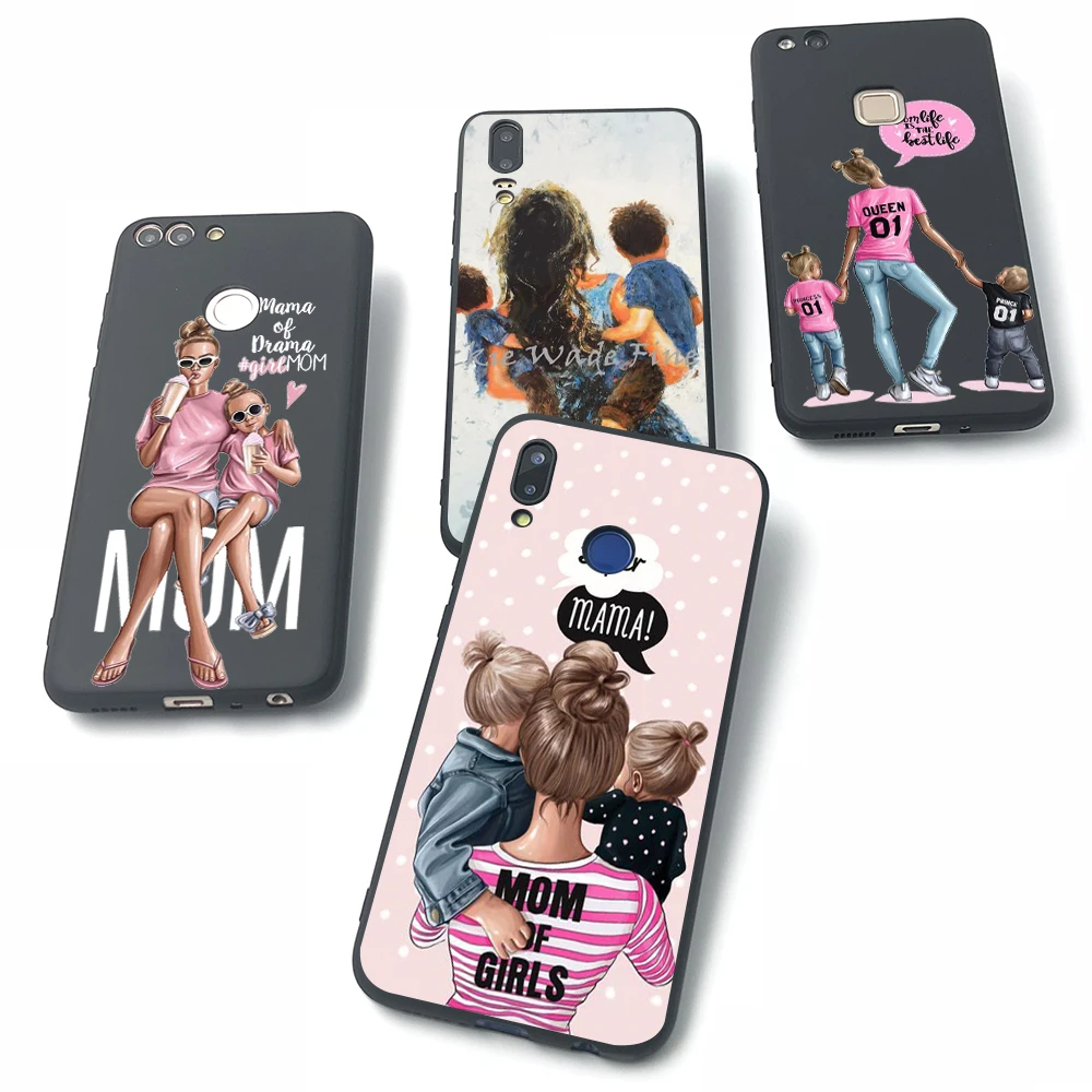 Чехол с надписью Super MOM girls boy для Huawei Honor 9 8 10 lite 7X 8X черный мягкий чехол телефона
